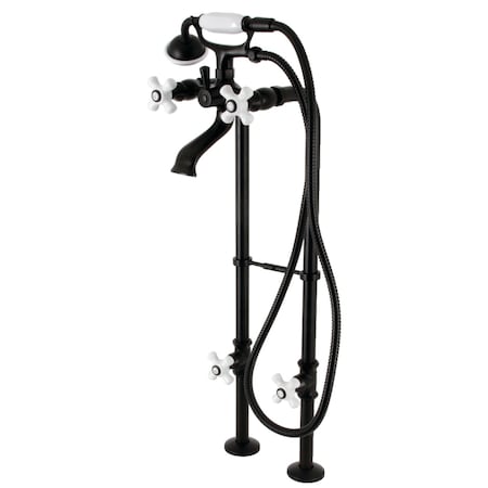 Kingston Brass CCK266PXK0 Freestanding Clawfoot Tub Faucet Package with Supply Line, Matte Black CCK266PXK0